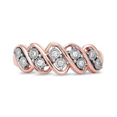 0.10 CT. T.W. Diamond Wavy Five Row Ring in 10K Rose Gold