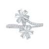 Thumbnail Image 2 of 0.15 CT. T.W. Diamond Double Flower Bypass Ring in Sterling Silver