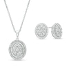 Thumbnail Image 0 of 0.69 CT. T.W. Oval Multi-Diamond Double Frame Pendant and Stud Earrings Set in 10K White Gold