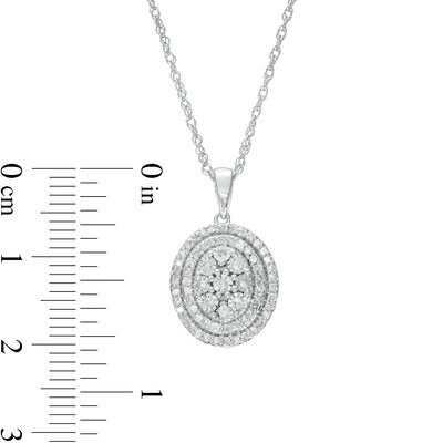 0.69 CT. T.W. Oval Multi-Diamond Double Frame Pendant and Stud Earrings Set in 10K White Gold