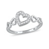 Thumbnail Image 0 of 0.05 CT. T.W. Diamond Five Tilted Open Heart Ring in Sterling Silver