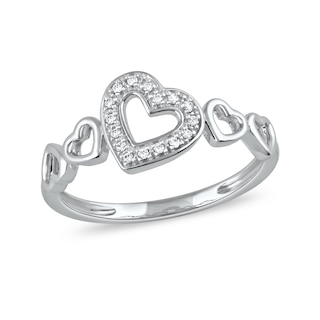 0.05 CT. T.W. Diamond Five Tilted Open Heart Ring in Sterling Silver