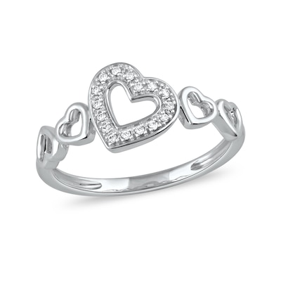 0.05 CT. T.W. Diamond Five Tilted Open Heart Ring in Sterling Silver