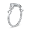 Thumbnail Image 1 of 0.05 CT. T.W. Diamond Five Tilted Open Heart Ring in Sterling Silver