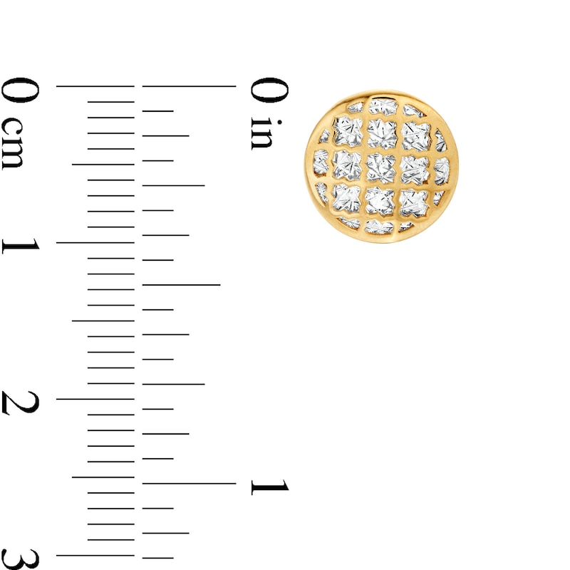 Diamond-Cut Lattice Stud Earrings in 14K Two-Tone Gold|Peoples Jewellers
