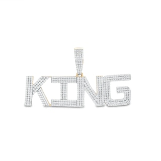 Men's 1.00 CT. T.W. Diamond "KING" Necklace Charm in 10K Gold