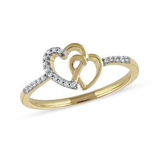 0.06 CT. T.W. Diamond Intertwined Double Heart Ring in Sterling Silver with 14K Gold Plate