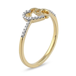 0.06 CT. T.W. Diamond Intertwined Double Heart Ring in Sterling Silver with 14K Gold Plate