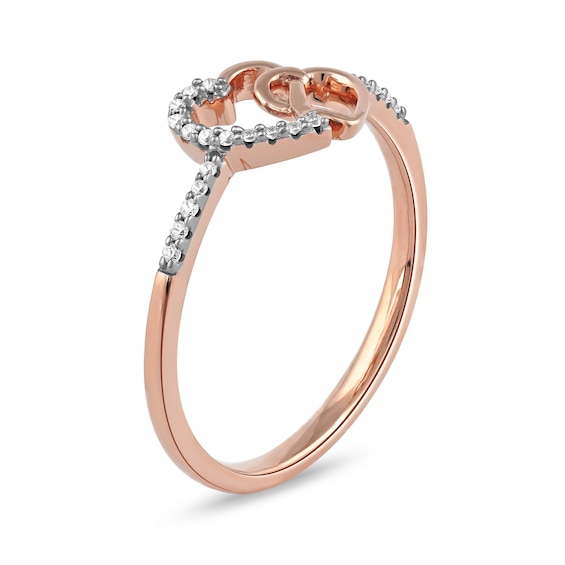 0.06 CT. T.W. Diamond Intertwined Double Heart Ring in Sterling Silver with 14K Rose Gold Plate