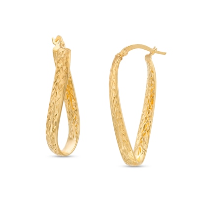 Diamond-Cut Twist Hoop Earrings in 14K Gold