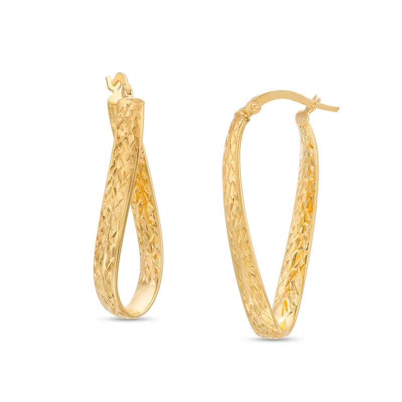 Diamond-Cut Twist Hoop Earrings in 14K Gold|Peoples Jewellers