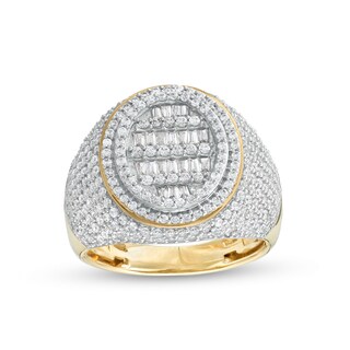 Men's 2.00 CT. T.W. Oval-Shaped Multi-Diamond Frame Ring in 10K Gold