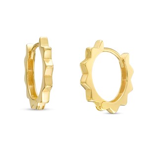 Spiked Huggie Hoop Earrings in 10K Gold