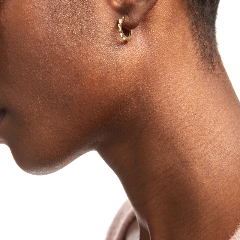 Spiked Huggie Hoop Earrings in 10K Gold|Peoples Jewellers