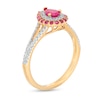 Thumbnail Image 2 of Pear-Shaped Ruby, Pink Sapphire and 0.20 CT. T.W. Diamond Double Frame Split Shank Ring in 10K Gold