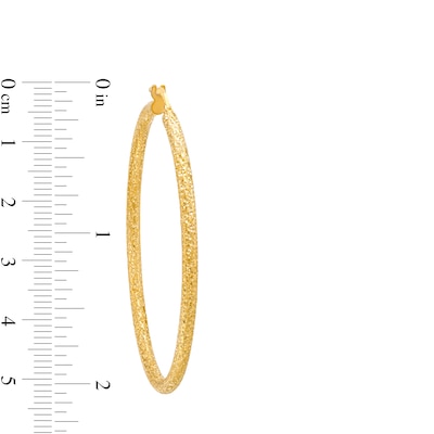 Italian Brilliance™ 45.0mm Diamond-Cut Glitter Tube Hoop Earrings in 14K Gold