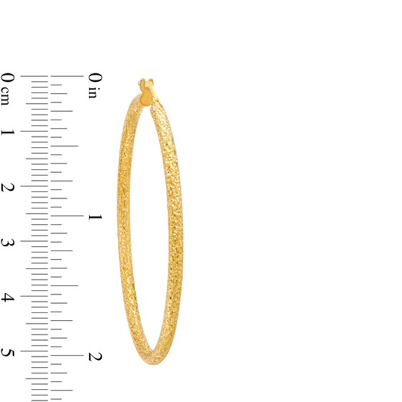 Italian Brilliance™ 45.0mm Diamond-Cut Glitter Tube Hoop Earrings in 14K Gold