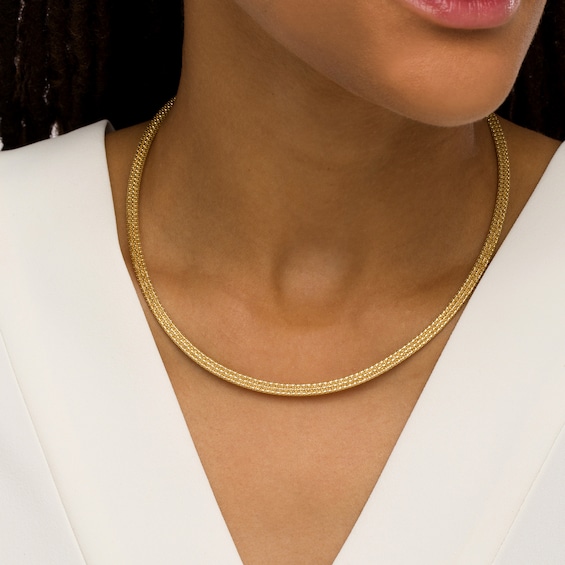 4.5mm Diamond-Cut Mesh Chain Necklace in Solid 14K Gold – 17.75"