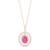 Oval Ruby and 0.15 CT. T.W. Diamond Double Open Frame Pendant in 10K Rose Gold