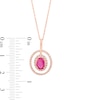 Oval Ruby and 0.15 CT. T.W. Diamond Double Open Frame Pendant in 10K Rose Gold