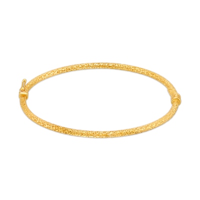 Italian Brilliance™ 2.5mm Diamond-Cut Glitter Bangle in Hollow 14K Gold