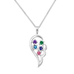 Mother's Gemstone Angel Wing Pendant (3-5 Stones)