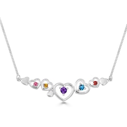 Mother's Gemstone Open and Closed Heart Necklace (3-5 Stones)