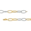 Thumbnail Image 2 of Italian Brilliance™ Alternating Diamond-Cut Paper Clip Link Chain Necklace in Hollow 14K Two-Tone Gold – 18.25"
