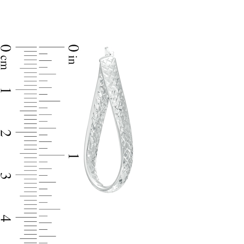 Italian Brilliance™ 34.0mm Diamond-Cut Twist Hoop Earrings in 14K White Gold|Peoples Jewellers