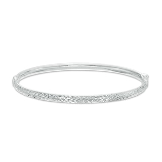 Italian Brilliance™ 4.0mm Diamond-Cut Bangle in Hollow 14K White Gold