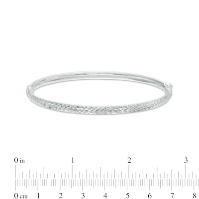 Italian Brilliance™ 4.0mm Diamond-Cut Bangle in Hollow 14K White Gold