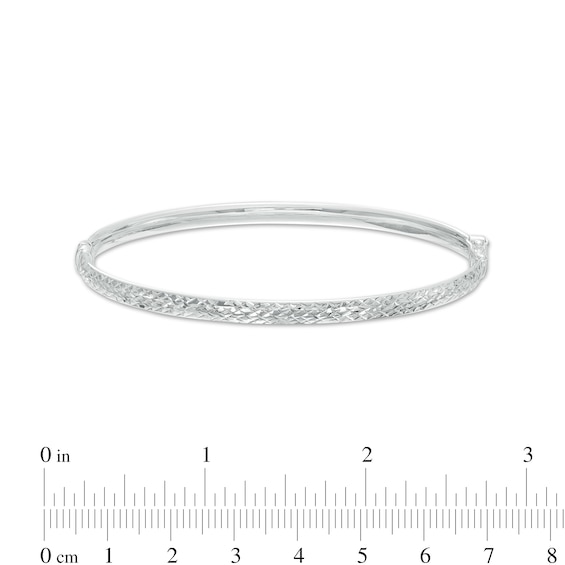 Italian Brilliance™ 4.0mm Diamond-Cut Bangle in Hollow 14K White Gold