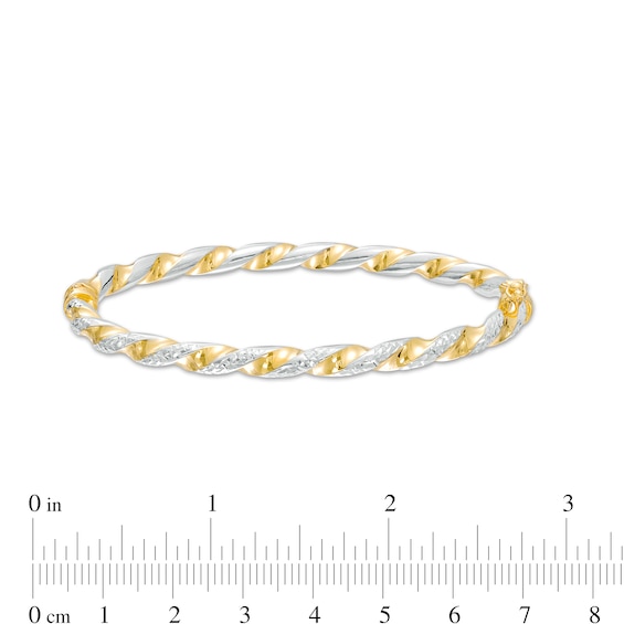 4.0mm Diamond-Cut Twisted Bangle in Hollow 14K Two-Tone Gold