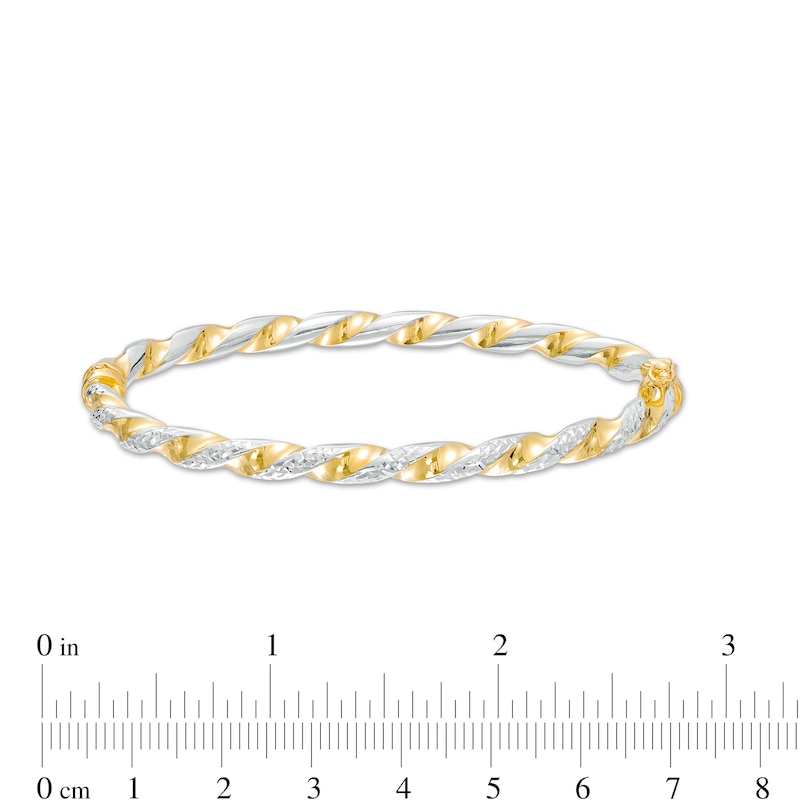 4.0mm Diamond-Cut Twisted Bangle in Hollow 14K Two-Tone Gold|Peoples Jewellers