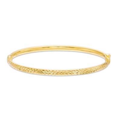 4.0mm Diamond-Cut Bangle in Hollow 14K Gold