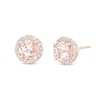 Thumbnail Image 0 of 5.0mm Morganite and 0.11 CT. T.W. Diamond Frame Stud Earrings in 10K Rose Gold