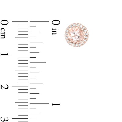 5.0mm Morganite and 0.11 CT. T.W. Diamond Frame Stud Earrings in 10K Rose Gold