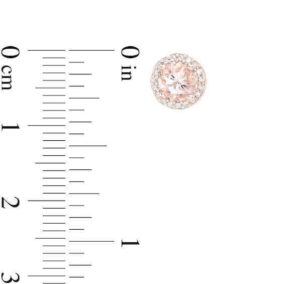 5.0mm Morganite and 0.11 CT. T.W. Diamond Frame Stud Earrings in 10K Rose Gold