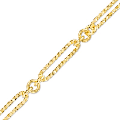 Italian Brilliance™ 5.0mm Alternating Diamond-Cut Paper Clip and Rolo Chain Bracelet in Hollow 14K Gold – 7.25"