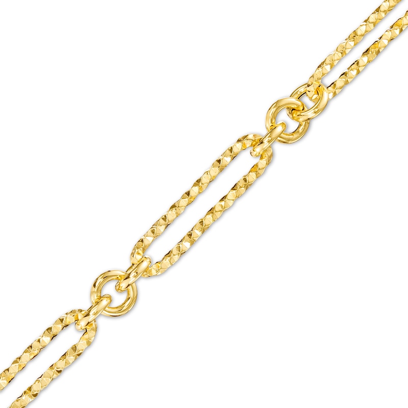 Italian Brilliance™ 5.0mm Alternating Diamond-Cut Paper Clip and Rolo Chain Bracelet in Hollow 14K Gold – 7.25"|Peoples Jewellers