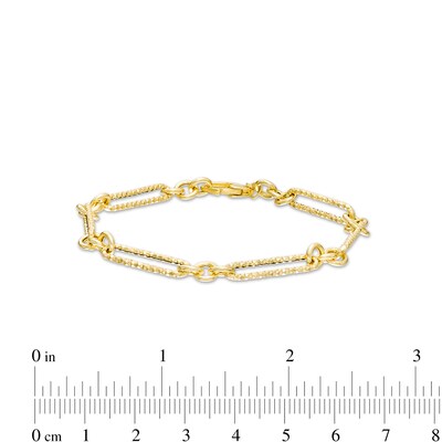 Italian Brilliance™ 5.0mm Alternating Diamond-Cut Paper Clip and Rolo Chain Bracelet in Hollow 14K Gold – 7.25"