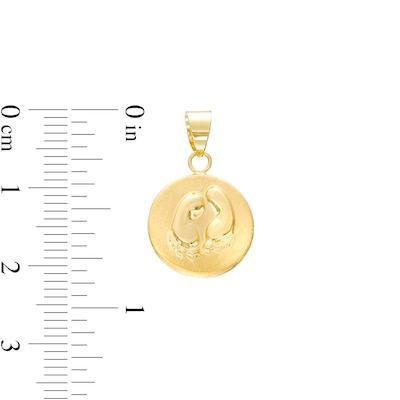 Stamped Footprints Disc Necklace Charm in 10K Gold