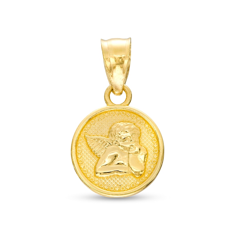 Angel Disc Necklace Charm in 14K Gold|Peoples Jewellers