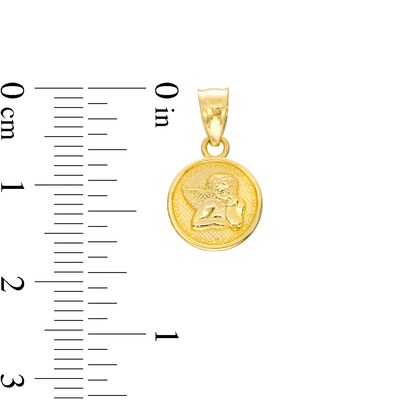 Angel Disc Necklace Charm in 14K Gold