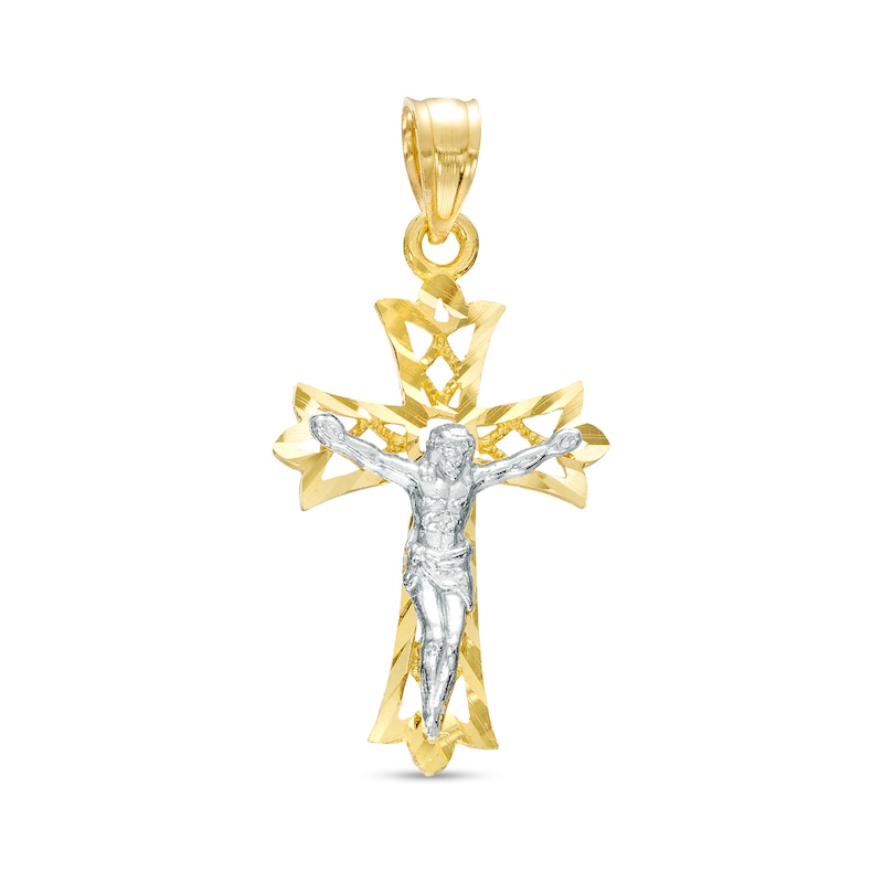 Crucifix Necklace Charm in 10K Two-Tone Gold|Peoples Jewellers