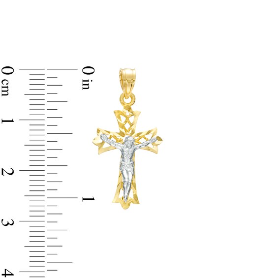 Crucifix Necklace Charm in 10K Two-Tone Gold