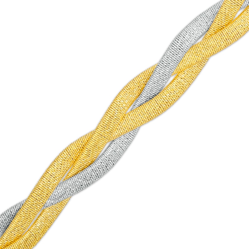 9.0mm Diamond-Cut Mesh Twist Bracelet in Hollow 14K Two-Tone Gold – 7.5"
