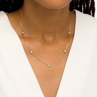 Italian Brilliance™ Diamond-Cut Circle Station Necklace in 14K Gold