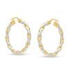 Thumbnail Image 0 of Italian Brilliance™ 30.0mm Diamond-Cut Twisted Tube Hoop Earrings in 14K Two-Tone Gold