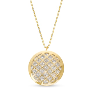 Diamond-Cut Lattice Circle Pendant in 14K Two-Tone Gold